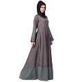 Polka dotted full flare abaya- Grey